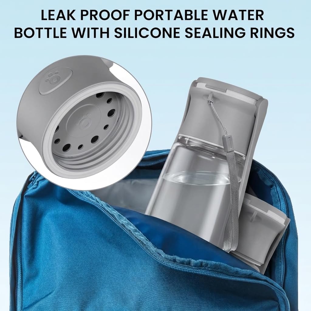 Portable Dog Water Bottle Dispenser [Leak Proof & Foldable] Dog - Grey / 19OZ - image 3