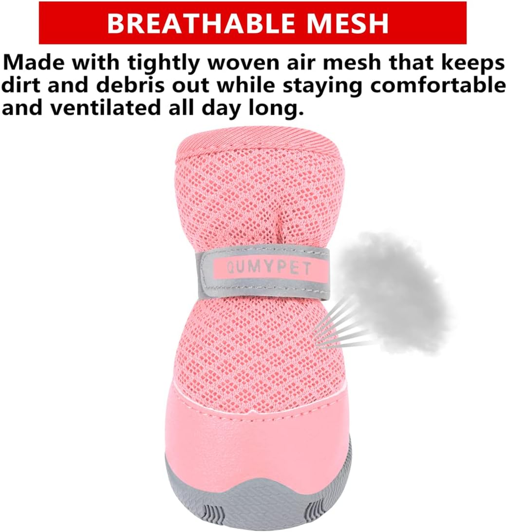 QUMY Dog Shoes for Small Dogs Hot Pavement Puppy Dog Boots & Paw - Pink / size 5: 2.25"x1.78"(L*W) - image 3