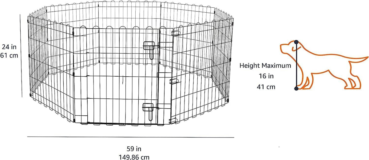 Amazon Basics Portable Foldable Octagonal Metal Exercise Dog Playpen - Single Door / 24"H - image 2