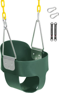 Domaker toddler swing seat with high back bucket and plastic coated chains in green - view 2