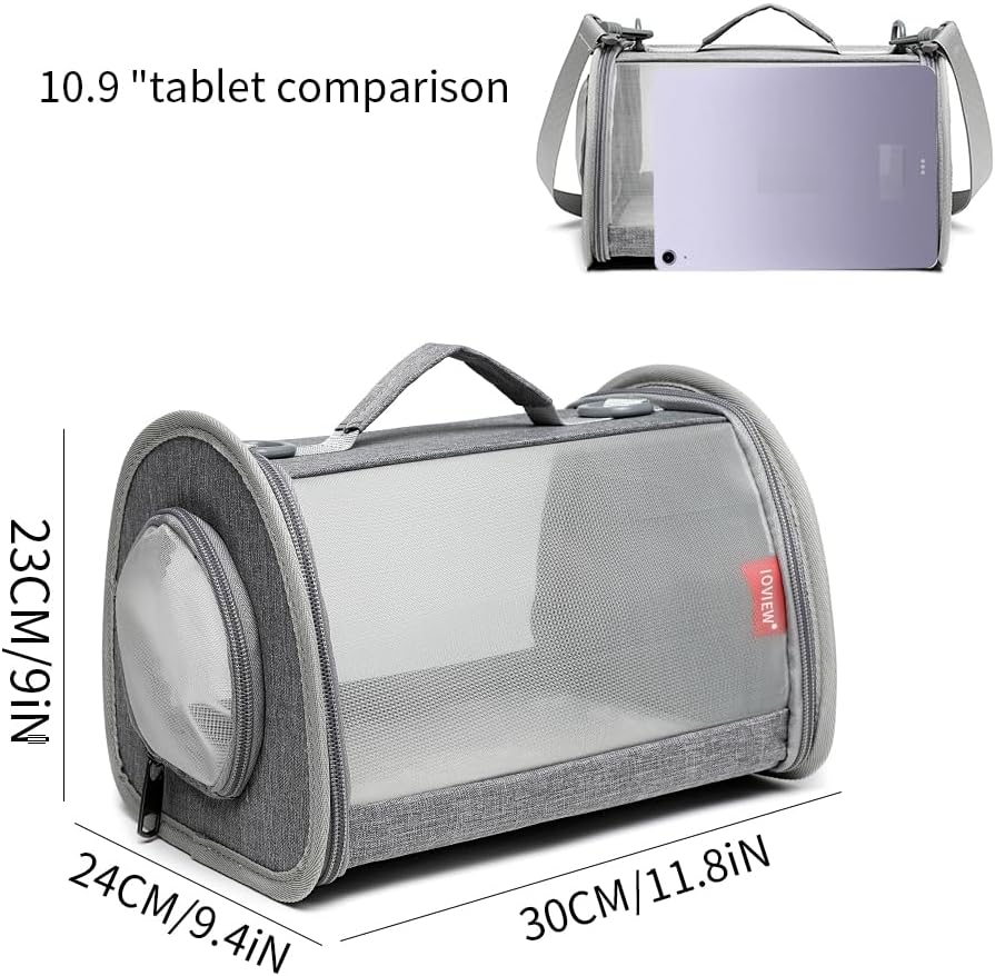 Guinea Pig Carrier Travel Small Animal Carrier Bag Lizard Bird Rabbit - 11.8"L x 9.4"W x 9.0"H / gray - image 2