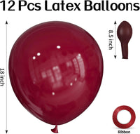 ASIYUHY Red Balloons 18 Inch 12 Pack Large Latex Party Balloons – Fun for Kids & Family - Burgundy Balloons - image 2