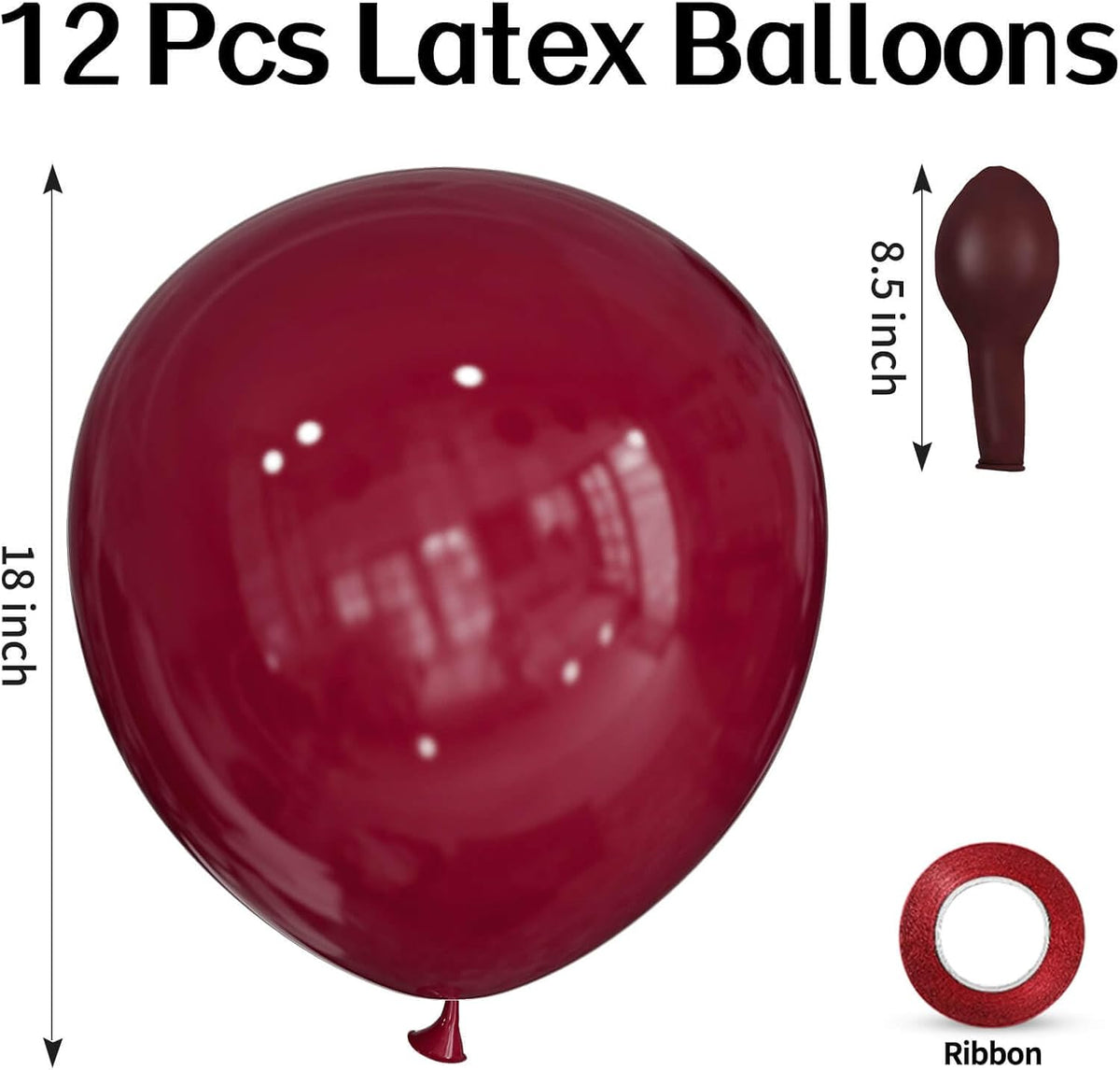 ASIYUHY Red Balloons 18 Inch 12 Pack Large Latex Party Balloons – Fun for Kids & Family - Burgundy Balloons - image 2