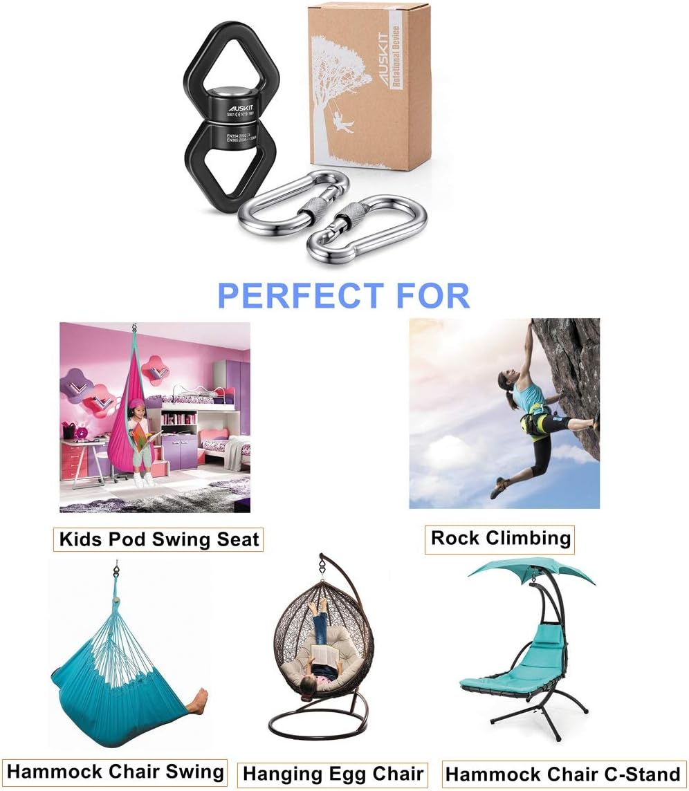 Black Swing Swivel, 30 KN Safest Rotational Device Hanging Accessory – Fun for Kids & Family - 30 KN / Black - image 2