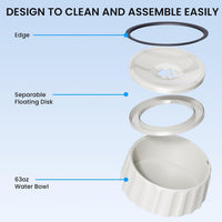 9.1" X 3.5" Dog Water Bowl No Spill 70oz/2L Large Capacity Dispenser - White - image 3