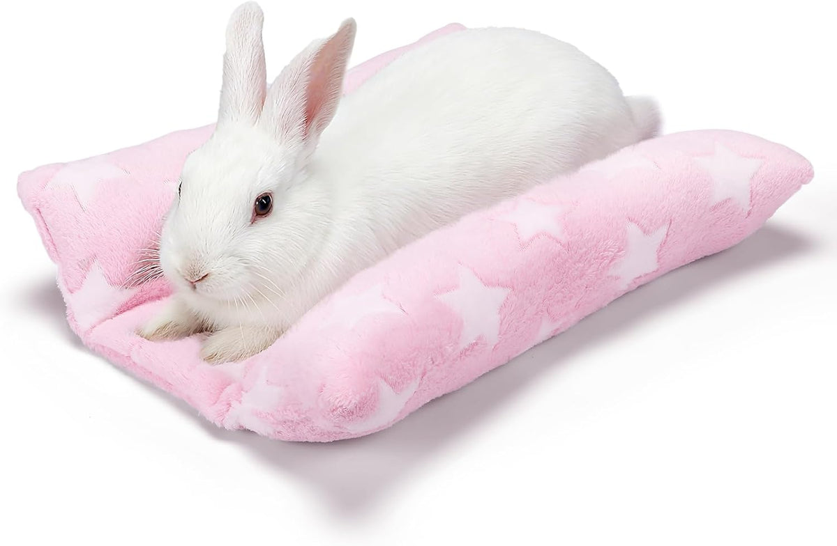 15.7" x 14" Bunny Bed for Rabbit Cage, Thickened & Soft – Daily Care for Small Pets - Pink - Star / 15.7 x 14In