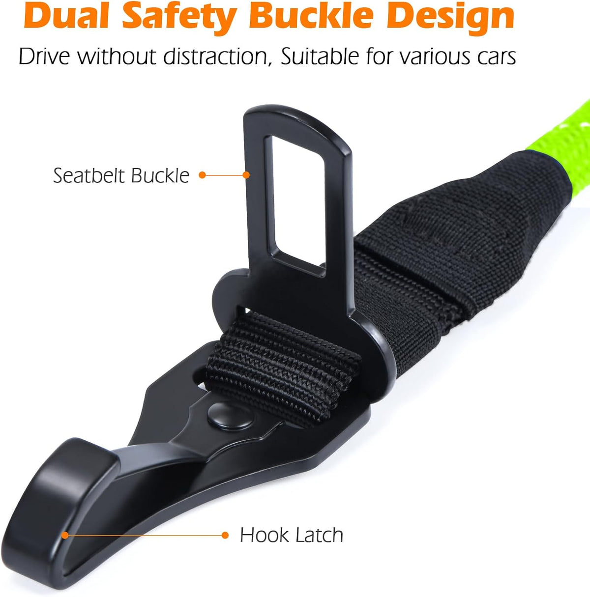 Dog Seat Belt for Car, Durable Rope Dog Car Harness for Vehicle – Essentials for Dogs - Green / 1 Pack - image 2