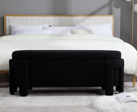 Kmax 50" Storage Ottoman Bench Modern Faux Fur Boucle Entryway Bench Comfy Upholstered End of Bed Bench for Hallway Entrance Bedroom Corner, Black