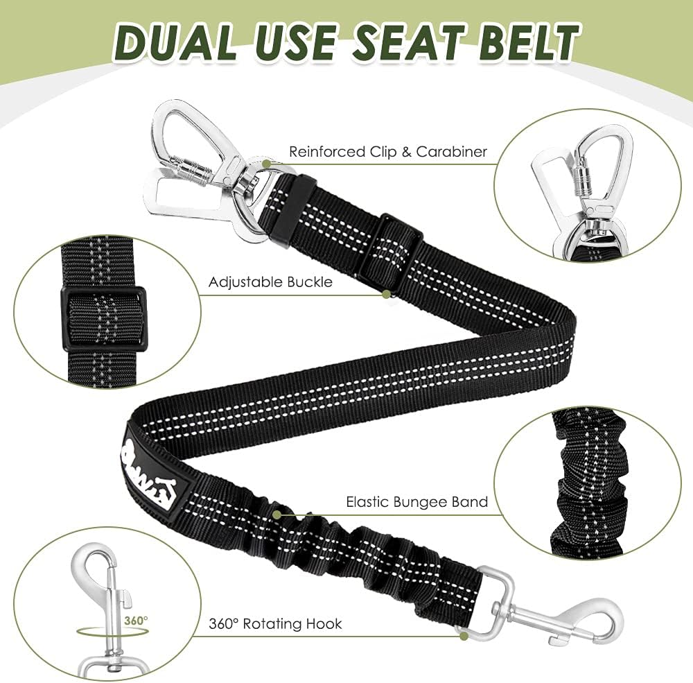 SlowTon Dog Seat Belt and Harness for Car, B M - Black / Medium - image 4