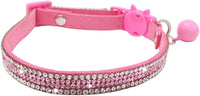 THAIN Basic Adjustable Cat Collar Bling Diamond Breakaway with Bell - Pink