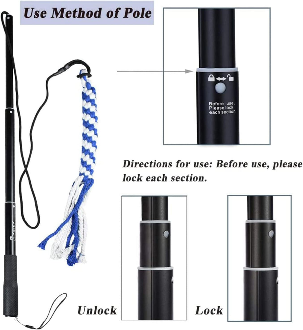 Flirt Pole for Dogs, Interactive Teaser Wand with 1 Fleece Rope Toy for Chase and Tug of War - image 3