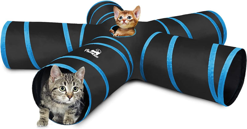Pawaboo Cat Tunnel, Cat Tunnels for Indoor Cats - A-Blue / 5 Way