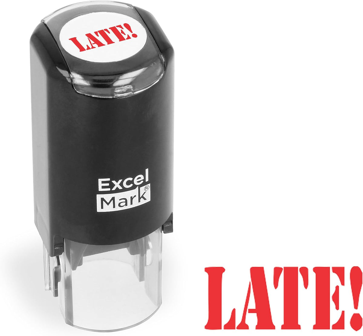 ExcelMark Round Teacher Stamp, RED Ink - LATE