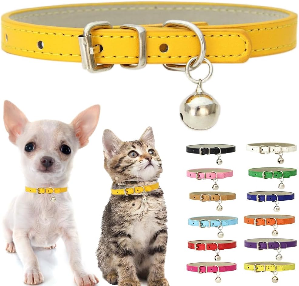 Purple XS Cat Collar with Bell - Gold / XS for Neck 8"-10.5"