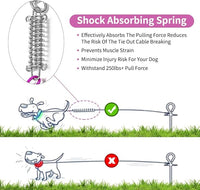 Tie Out Cable for Dog,100FT Dog Leads with Swivel Hook and Shock Spring,Heavy Duty Tie Out Cable for Large Dogs Up to 125lbs,Durable Dogs Runner Tether Line for Outdoor,Yard