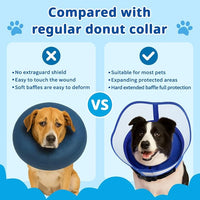 Soft Dog Cone Collar, Inflatable Donut Cones Alternative After Surgery with No-Lick Shield for Large/Medium/Small Dogs to Stop Licking, Elizabethan Neck Ecollars of Shame Comfy Pillow Recovery Blue