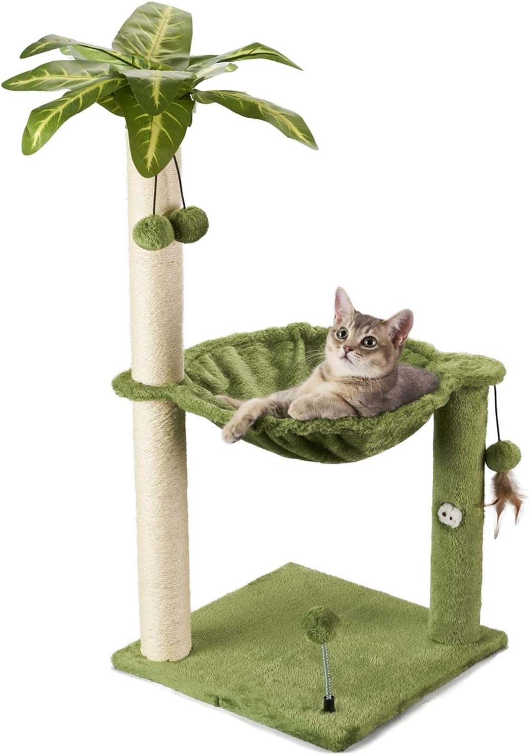 MECOOL Cat Tree for Indoor Cats 35" Tall Cat Scratching Post - 35"-Green