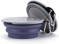 SLSON Dog Bowls Pet Collapsible Bowl with Cover Lids - Taro Purple and Concrete Gray / Small Two-Tone - image 3