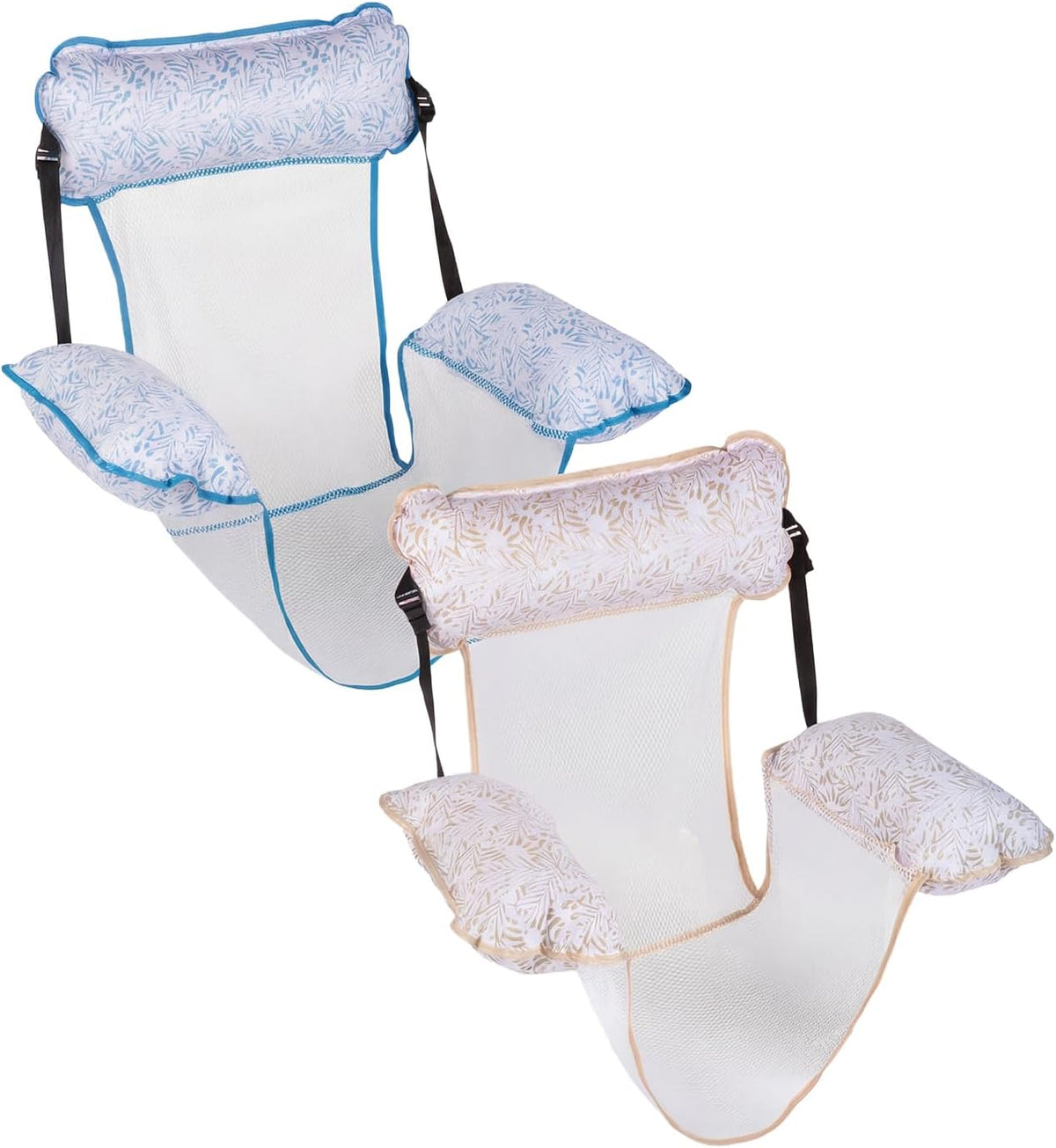 Aqua Monterey floating pool hammock chairs, 2 pack in aqua teal and beige - view 3