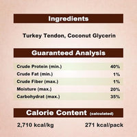 Afreschi Soft Turkey Tendon Strip 3.5 oz, Dog Treats for Soft Series, All Natural Human Grade Dog Treat, Suitable for Training chew, USA-Sourced Turkey Tendon, Rawhide Alternative, Soft Stick