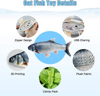 TOOGE 2 Pack 9" Floppy Fish Cat Toys with SilverVine and Catnip - Red Carp + Carp - image 2