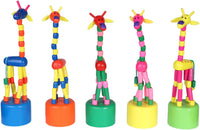 Berry President wooden giraffe push puppets, 3 pack of colorful collapsing toys - view 3