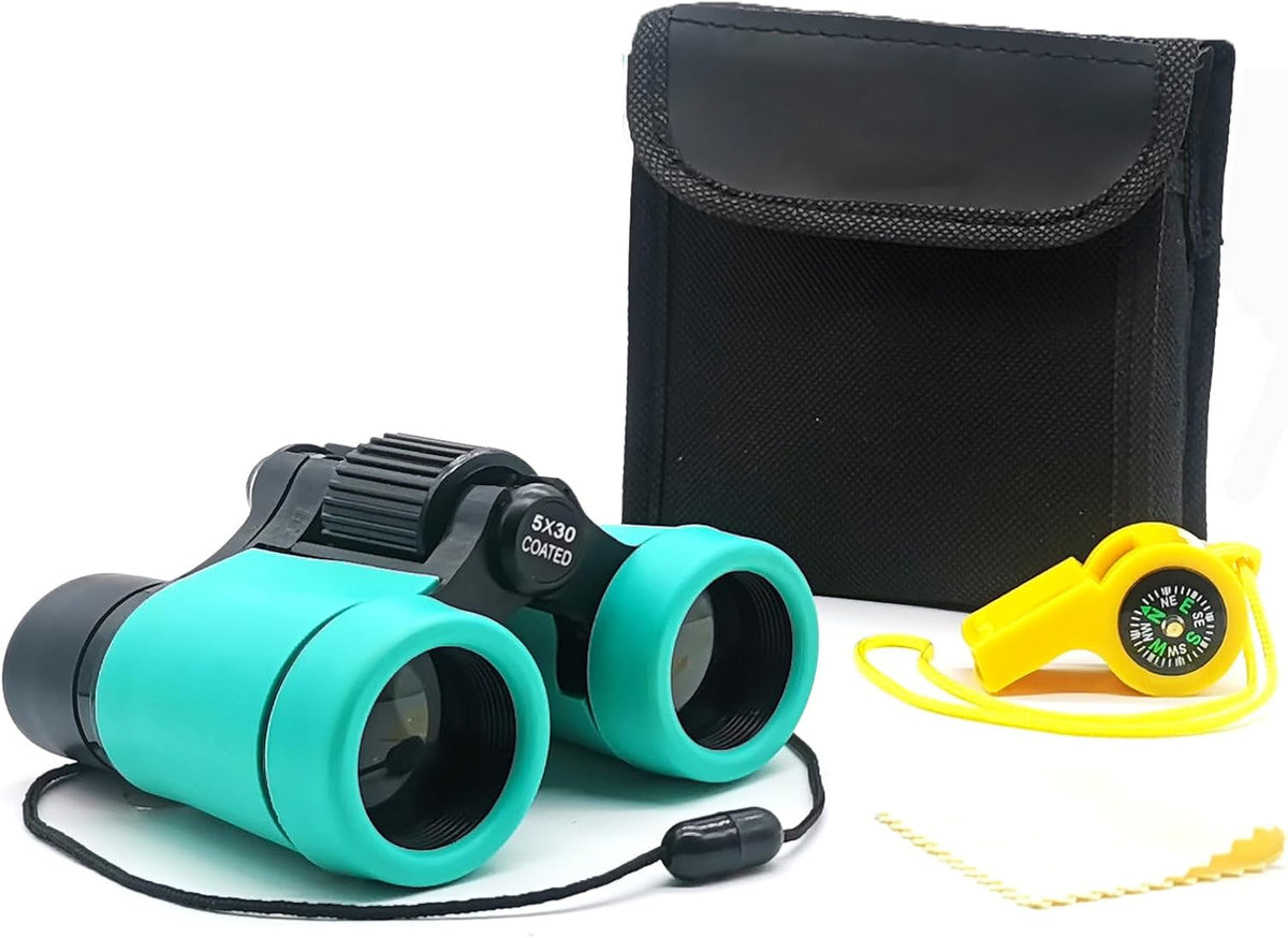 Kids Binoculars Ages 3-12 with Compass & Whistle – Fun for Kids & Family - Nacy Blue