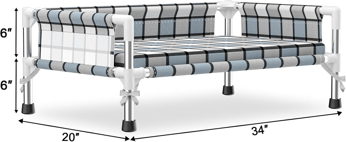 Elevated Dog Bed with with Guardrail - Cushion-(M-) - image 4