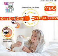 Baeuppit 2PCS Breakaway Cat Collars with Bell Moons Stars Cute Kitty - Neck 6.9-10.7 in / Orange&Black - image 3