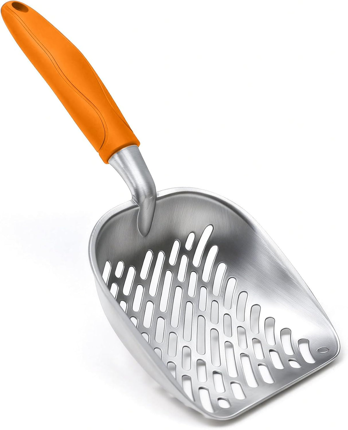 Cat Litter Scoop, Kitty Metal Scooper with Long Handle – Daily Care for Cats - Large / Orange