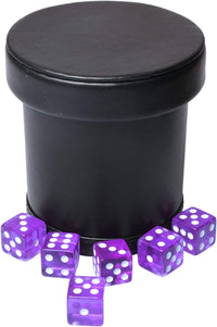 Leatherette Dice Cup with Lid Includes 6 Dices - Purple - image 2