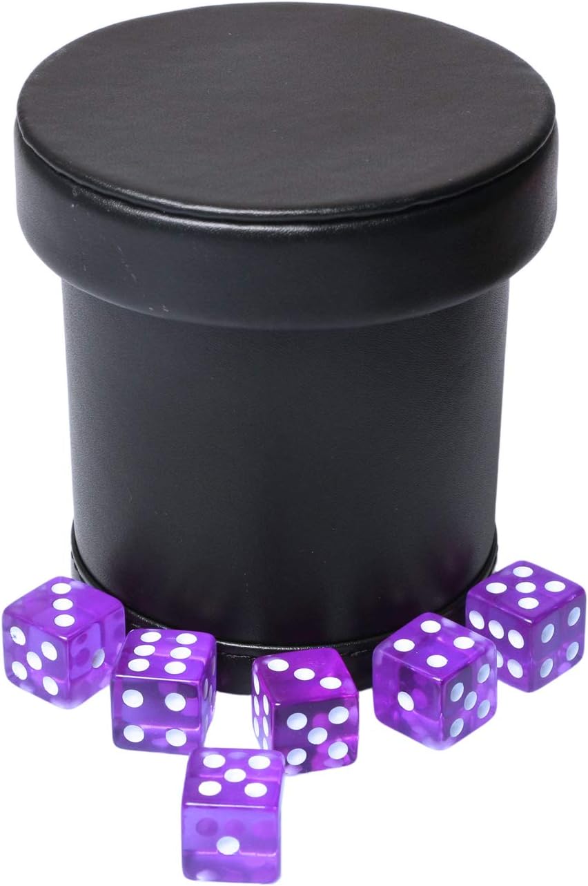 Leatherette Dice Cup with Lid Includes 6 Dices - Purple - image 2