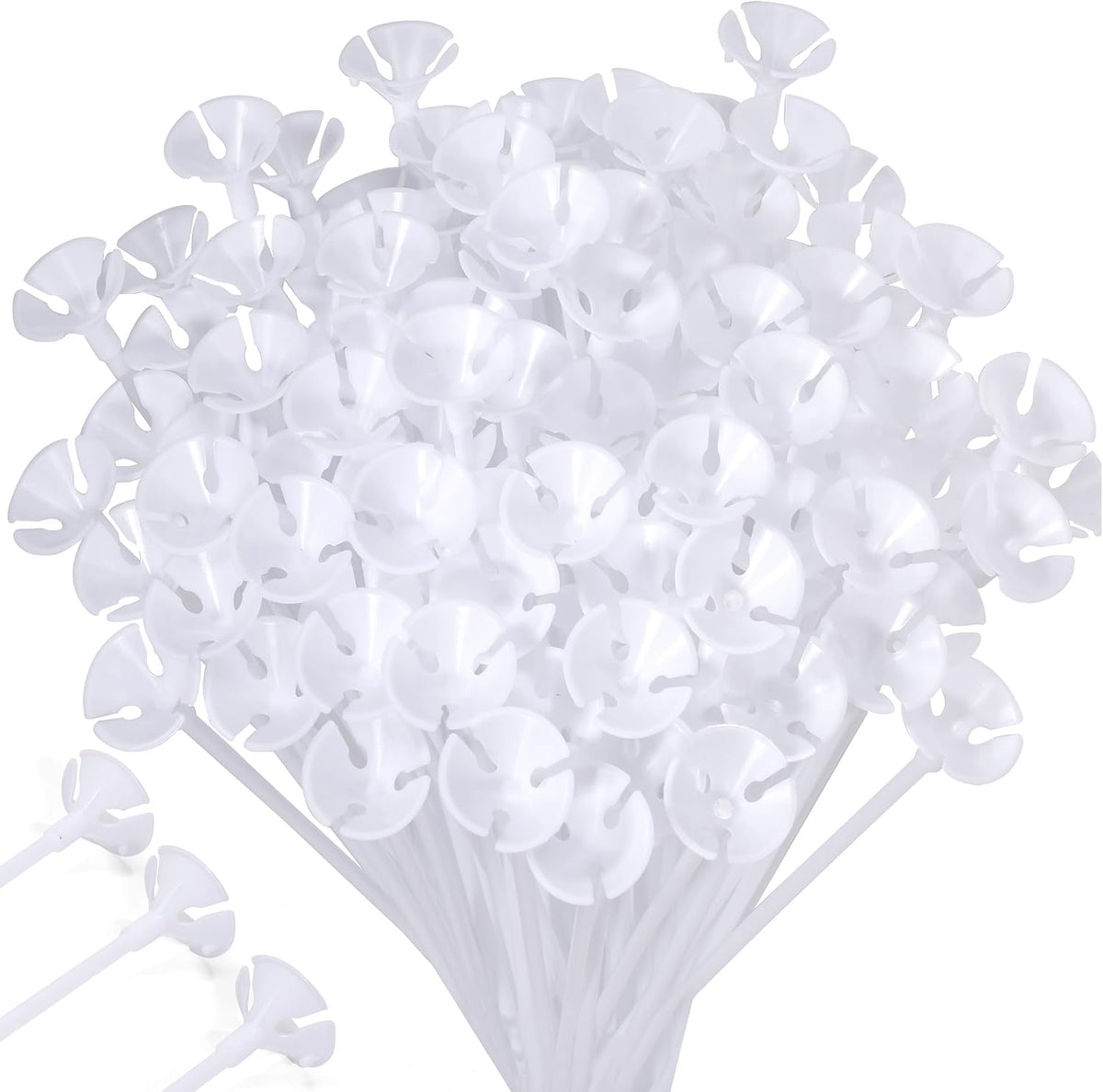 Pllieay 100 Pieces Balloon Sticks - 50pcs White Balloon Sticks