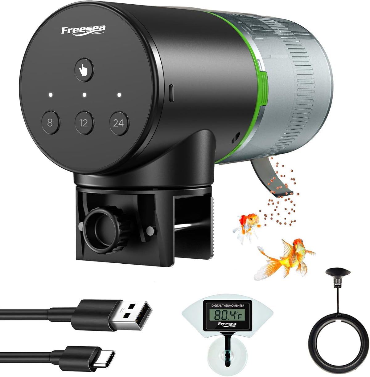 Freesea Automatic Fish Feeder for Aquarium: One-Touch Easy Setup & 3 - FS-069LS