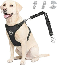 Lukovee Dog Car Harness Seat Belt Set - Medium / Black
