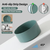 Cat Bowls Set of Two, 5.1” Ceramic Cat Food Bowls - Dark Green / Bowl+Tray - 6.1" - image 3