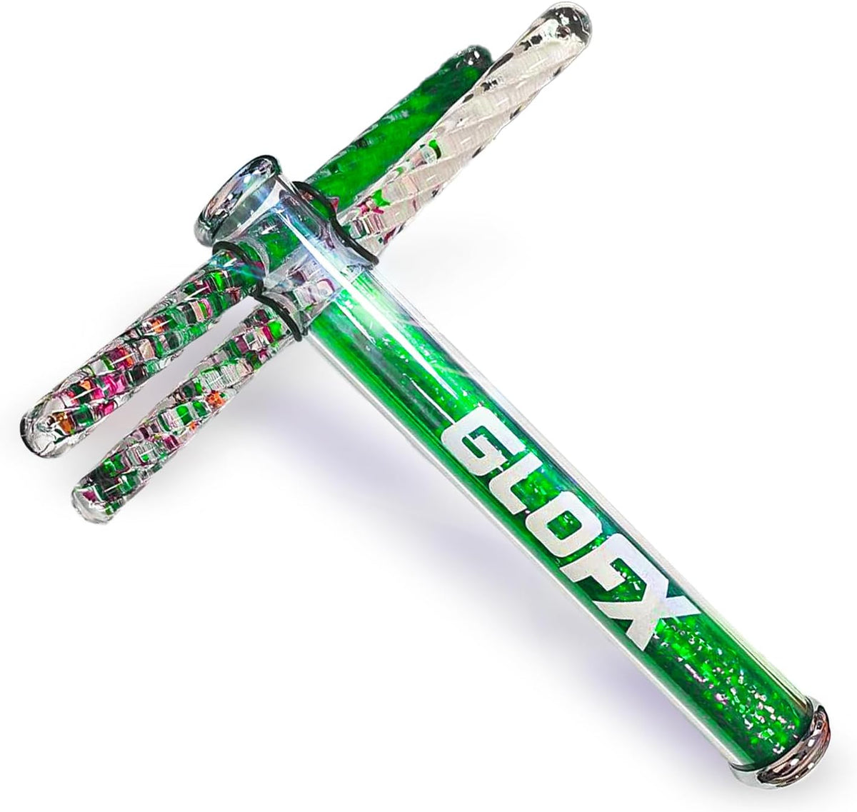 GloFX blue Liquid X kaleidoscope tube with blue and white glitter Vision Wands - view 3