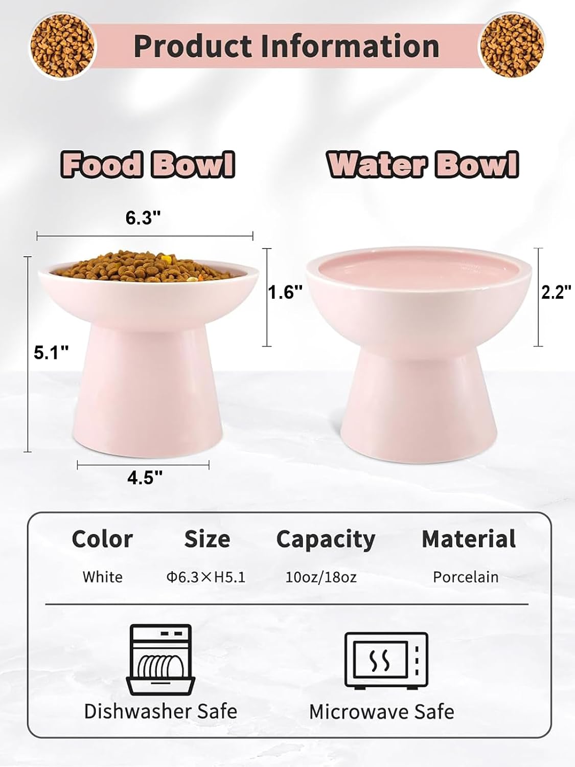 Elevated Cat Food and Water Bowls Set - Single (Water Bowl) / Pink - image 2