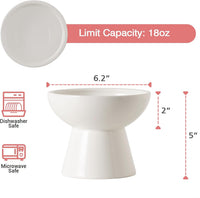 Extra Wide Elevated Ceramic 6.2" Shallow Cat Food Bowl – Essentials for Cats - White-Deeper - image 2