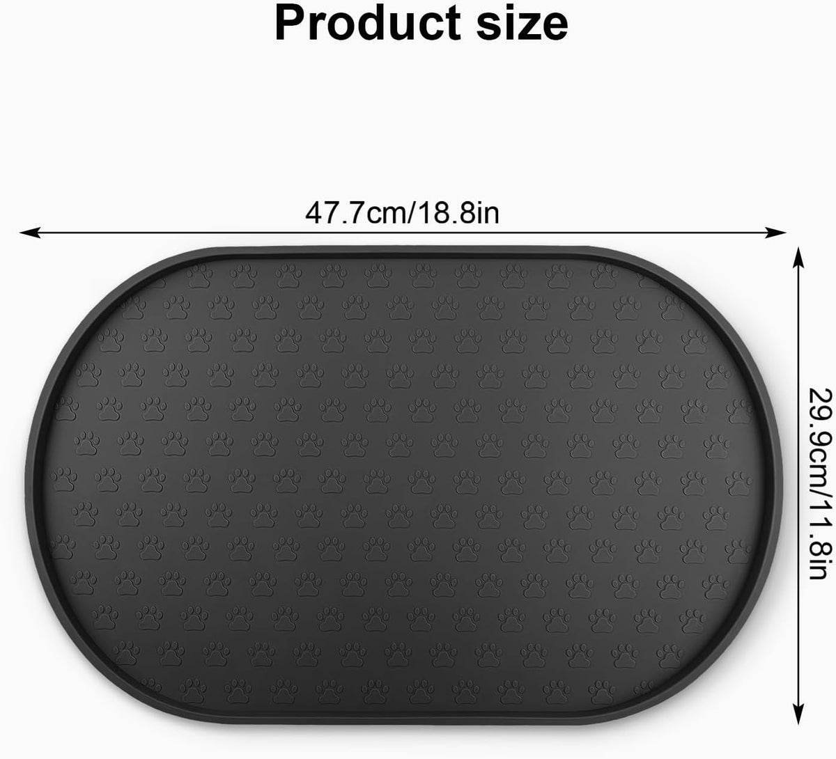 Dog Food Mat Spill-Proof Silicone Dog Bowl Mat Raised Edge Pet - Black / 19"L x 12"W - image 2