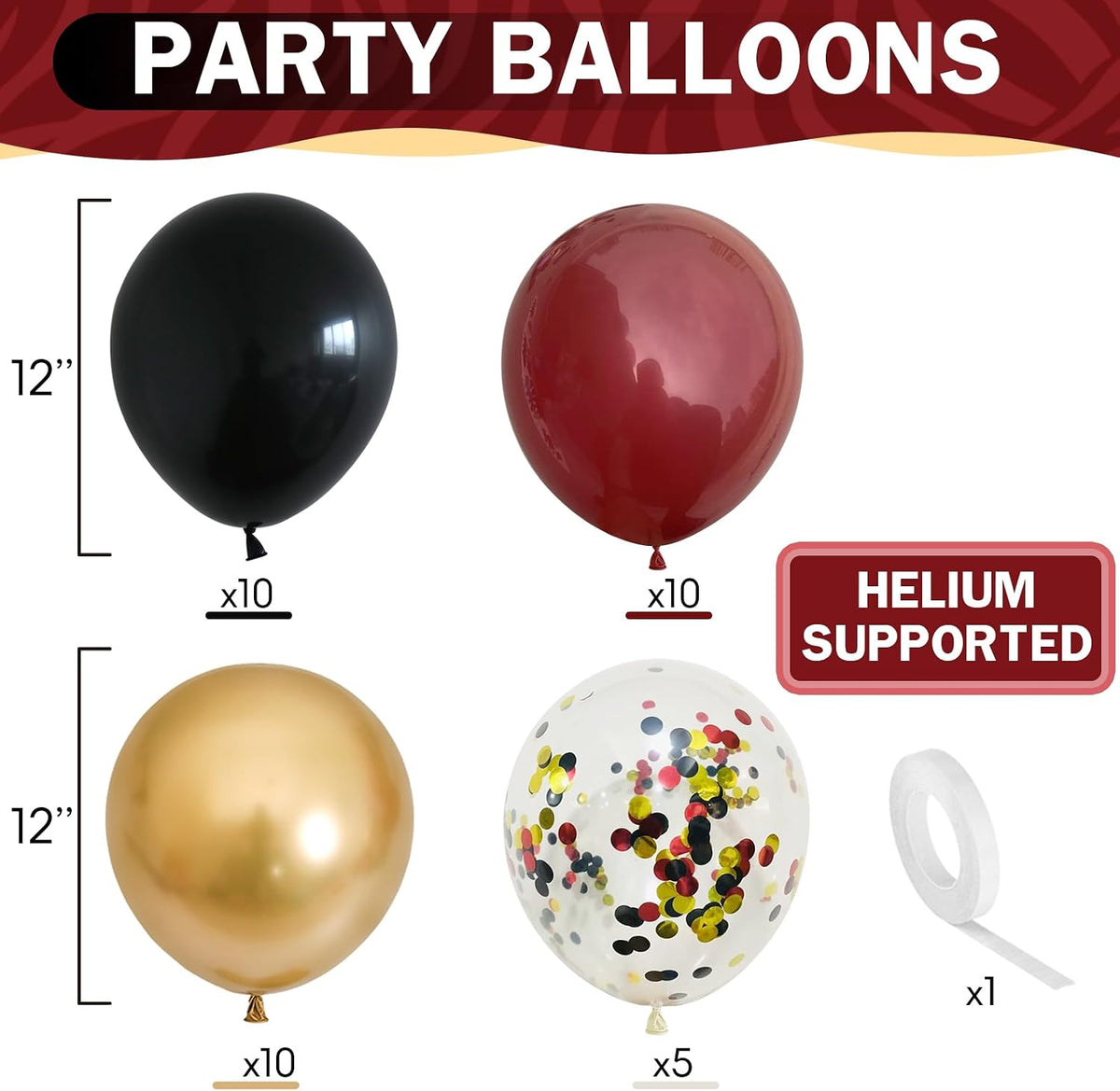 Pastel Balloons Whimsical Christmas Rainbow Colorful Birthday Balloon – Fun for Kids & Family - Black Gold Red - image 2