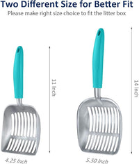 WePet Cat Litter Scoop, Aluminum Alloy Sifter, Kitty Metal Scooper, Deep Shovel, Long Handle, Poop Sifting, Kitten Pooper Lifter, Durable, Heavy Duty, for Litter Box