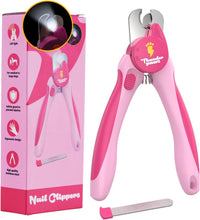 LED Dog Nail Clippers with Light, Pet Nail Trimmer – Essentials for Dogs - Pink / Large