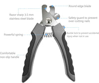 Pet Nail Clippers and Trimmers Set Safety Guard to Avoid Over Cutting - Grey - image 2