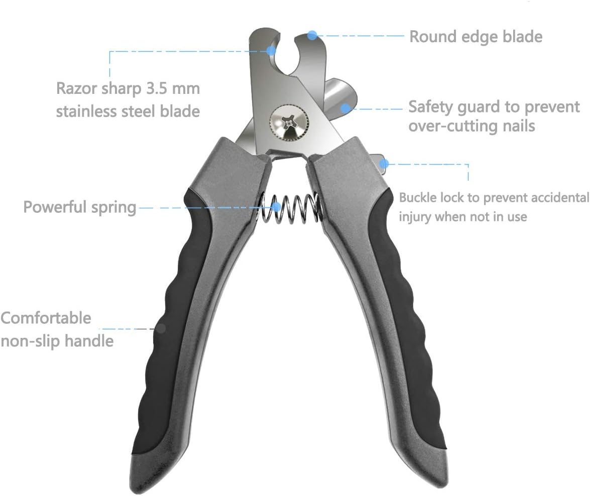 Pet Nail Clippers and Trimmers Set Safety Guard to Avoid Over Cutting - Grey - image 2