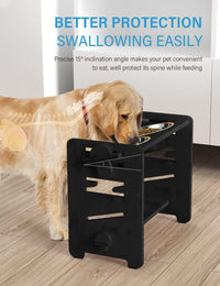 Elevated Dog Bowls, Raised Dog Bowl Stand Adjustable Small - Black / Medium / Without Mat - image 4