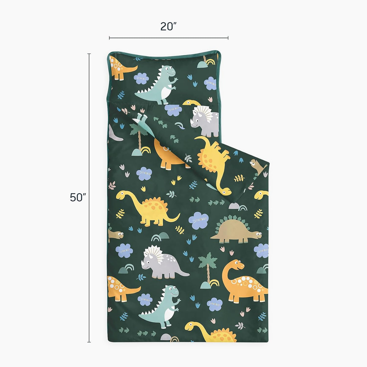 Wake In Cloud, Toddler Nap Mat with Pillow and Blanket - Standard - 50"x20" / Dark Green - image 2