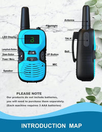 Walkie Talkies for Kids Long Range: 4 Pack 4-Color Replaceable Back - Blue Red - image 3