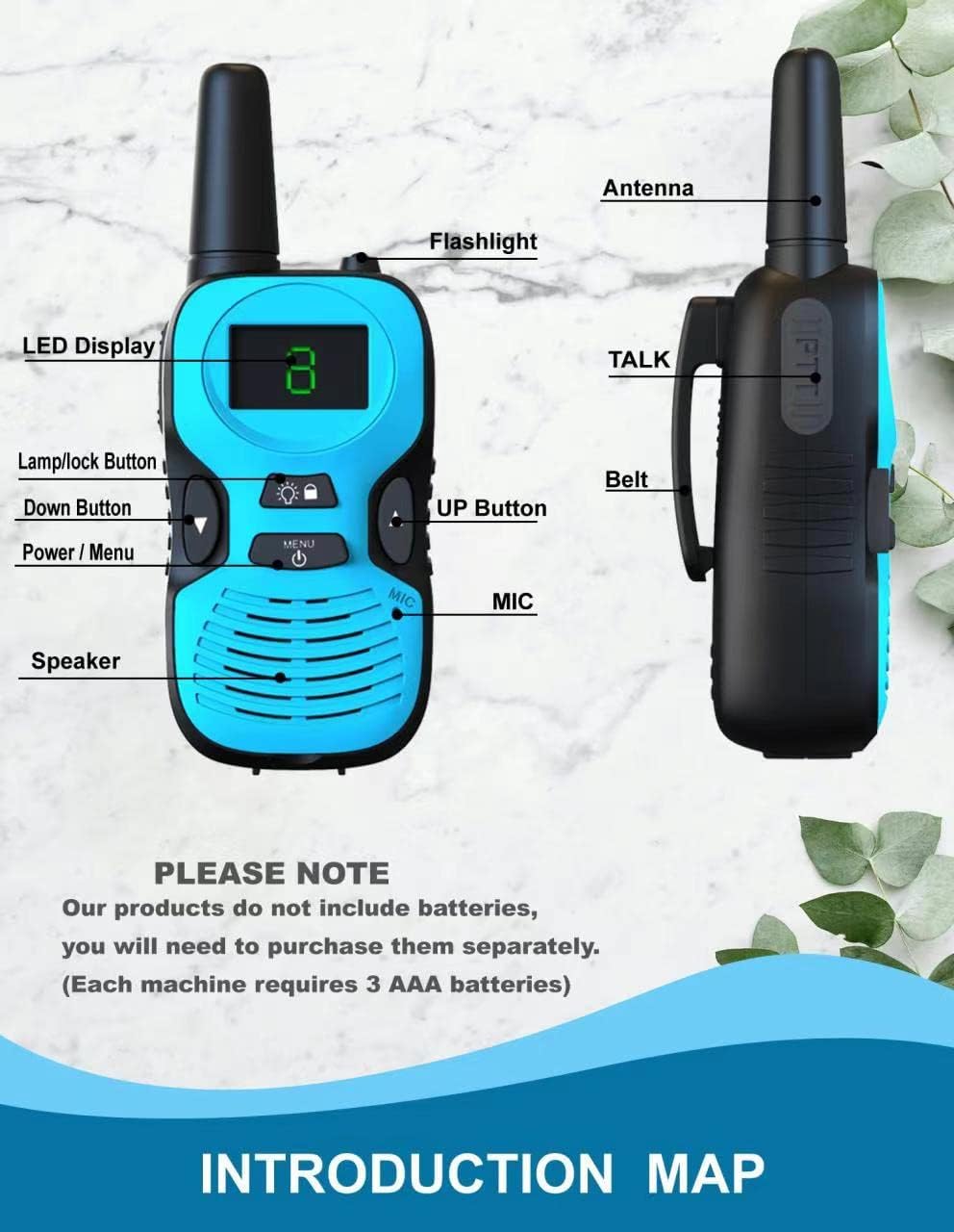 Walkie Talkies for Kids Long Range: 4 Pack 4-Color Replaceable Back - Blue Red - image 3