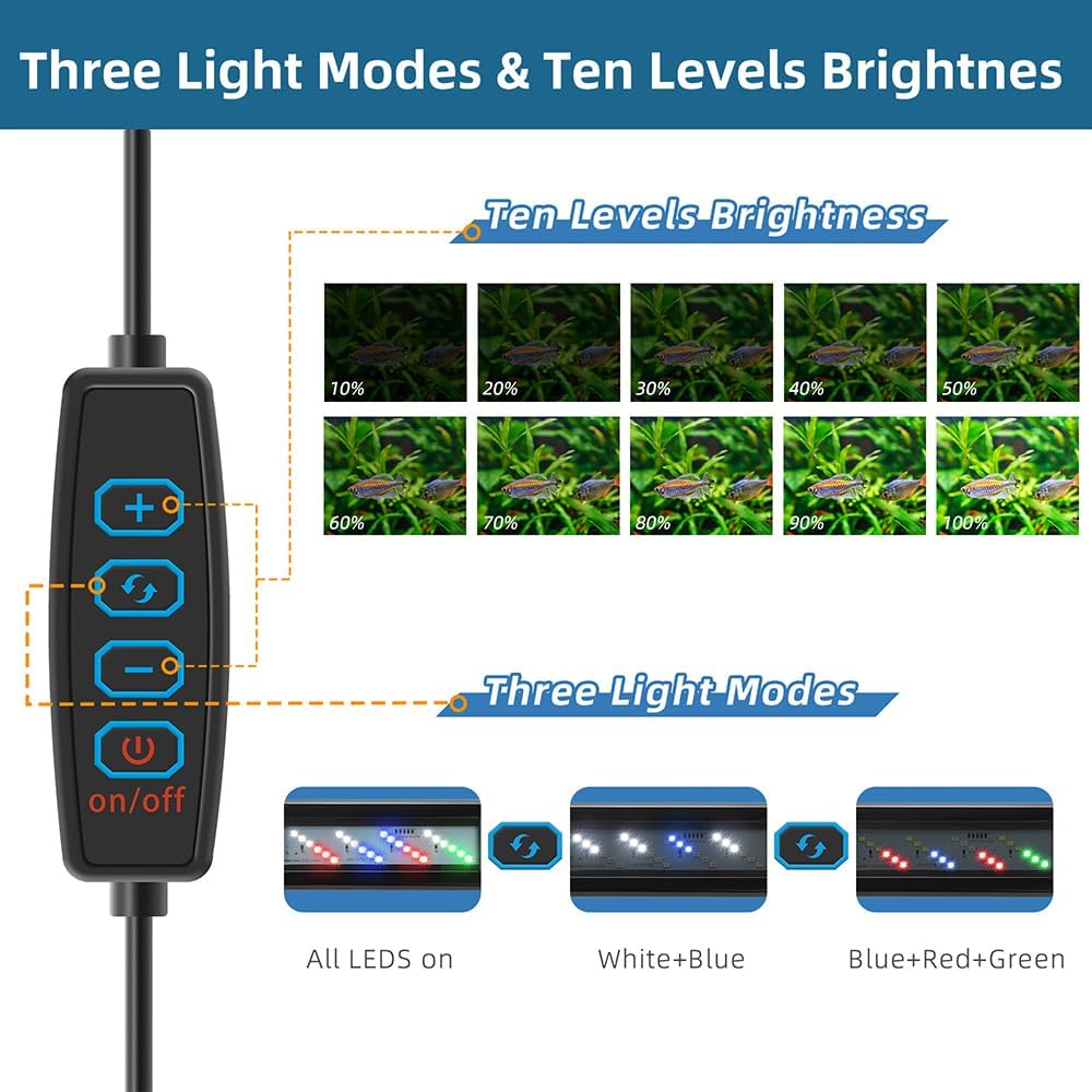 DaToo LED Aquarium Light Full Spectrum Fish Tank Light with Dimmer - 20~24 Inch - image 4